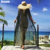 Riseado 2020 Pareo Strand Tunika Bikini Cover Ups Langes Strandkleid Bademode Halbhülse Badeanzug Sexy Badeanzüge Frauen LJ200814