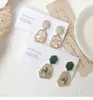 S925 silver Morandi French light luxury natural stone earrings palace retro emerald earrings earrings jewelry