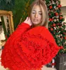 Pcs Red Prom Dresses Tiered Ruffles Long Sleeve Short Top Pant Suits Custom Made Sexy Evening Gowns Women Formal Wear