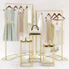 Clothing store display rack Children Furniture Nakajima show cabinet women's cloth shop horizontal bar iron art high and low window stand landing racks