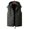 Singleroad Mens Winter Fleece Vest Men Högkvalitativ ärmlös jacka Male Hooded Coat Cotton Padded Vind Windproof Bodywarmer 201114