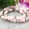 MG1090 MATTE Rose Quartz Gemstone Armband Pink Zebra Jasper Diffuser Armband White Lava Hematite Bead Armband Essential Oil Yog1923