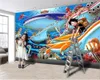 現代の家の装飾3Dの壁紙幸せなシャーク3D壁紙屋内テレビの背景壁の装飾壁画壁紙