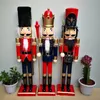 60CM Nutcracker King Soldier Wooden Figurine Christmas Decoration Handcraft Walnut Puppet Toy Gift New 201127238U