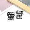Cool Character Enamel Pins Black White Relax Sorry Brooches Gift For Party Men Lapel Pin Gifts Friends