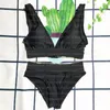 Costume da bagno bikini in metallo tinta unita colore nero con costumi da bagno con lettera costumi da bagno estivi con etichette per regalo da donna per le vacanze di viaggio