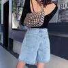 Koreanische Sommershorts Frauen Vintage High Taille Blue Wide Leg Jeans Shorts Ladies Plus Size Womens Denim Shorts für Frau LJ200818