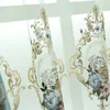 Lüks pencere stilleri oturma odası için zarif perdeler Avrupa işlemeli perde lj201224