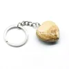 Natural Crystal Stone Keychain Pendant Creative Heart Shaped Gemstone Key Chain Fashion Accessories Keyring Birthday Gift sxjun23