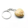 Natural Crystal Stone Keychain Pendant Creative Heart Shaped Gemstone Key Chain Fashion Accessories Keyring Birthday Present Sxjun23