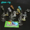 hookahs Mini Dab Rig Colorful Thick Glass Bongs Inline Perc Water Pipes 14mm Joint Oil Rigs Small Bong With 4mm Quartz Banger