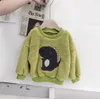 Baby boys and girls children's winter clothes dinosaur cloth embroidered double-sided lambswood sweater children's top LJ201216