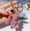 5pcs كامل Diamond Bear Doll -keychain الأزياء الكريستال اللطيف كرتون Keyring keyring سلسلة سيارات سحر حلية الهدايا الملحقات