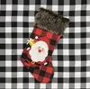 Plaid Christmas Stockings Duży Rozmiar 18 "Klasyczny Czerwony Balck Plaid Christmas Stocking Santa Snowman Reindeer Xmas Character for Party Decoration