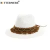 Morda de borboleta Black Sun Tassel Bap Women Women Beach Straw Hat vintage Ladies Hats para Summer New Ariival Women's Straw Hats Y200714