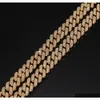 12 mm Miami Cuban Link Kette Halskette Armbänder Set für Herren Bling Hip Hop Iced Out Diamant Gold Silber Rapper Ketten Frauen Luxus Esvvc255d
