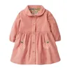 Manteau d'automne et d'hiver pour enfants en velours côtelé beau manteau de fille vêtements de fille confortable en pur coton 2-7T manteau de robe de longueur au genou