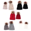fashion parent-child pom pom beanie 9 colors winter warm imitation raccoon fur knitted caps outdoor keep warmer beanies hat m093