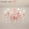 Żyrandole europejski styl ogród kryształowy świeca lampa księżniczka pokój różowy dziewczyna romantyczny ślubny żyrandier magistra sypialni żyrandol