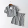 Plaid Tracksuit Women 2 Two Piece Set Casual Short Top Shirts Mini Skirt Matching Sets Outfits New T200325