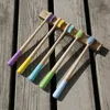 Bambu kömür diş fırçası yeniden kullanılabilir koni kol boyalı renkler biyolojik olarak parçalanabilir diş fırçaları