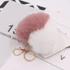 Love Heart Pompom Ball Plush Toy With keychain for Women Purse Bag Charm Pendant Pom Pom Round Ball