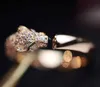 고급스러운 품질 오픈 한 펑크 캣파운 링 다이아몬드 및 파스 레 스타일 여성 약혼 보석 선물 18K 로즈 골드 PL179F