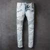 Mens desenhista jeans angustiado motociclista rasgado slim ajuste motocicleta motociclistas denim para homens s moda mans calças pretas despeje hommes