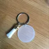 7 Colors 4cm Blank Disc with 3cm Suede Tassel Vinyl Keyring Multi Color Available Clear Acrylic Disc Tassel Keychain