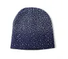 Bonnet en cristal chapeau fête hiver chaud bonnet en tricot épais doux extensible Saprkly Bling crâne casquettes pour femmes filles