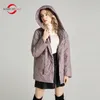 Saga moderne Femmes d'automne Veste à capuche mince veste rembourrée Polyester printemps chaude femme manteau vestes femme plus manteau de taille 201027