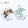 Wojiaer Natural Stone Pendants для женщин Crystal Moon Tree of Life круглые бусинки Diy ручной колье