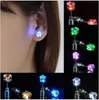 Stud Earrings Wholesale 1pc Women Men Punk Rock LED Bling Light Up Earrings Ear Studs Party Jewelry Gift Channel Earrings