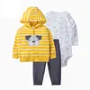 babykleding lange mouwen hoodie jas + romper + broek jongens meisjes outfits 2020 herfst kostuum unisex pasgeboren kleding set LJ201223