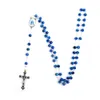 Religie 6mm Glaskralen Rozenkrans Mary Jesus kruis Gebogen naald ketting voor zowel mannen als vrouwen kan zijn als geschenken en gebeden