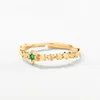 0 3mic 9K Gold Vermeil Plated Natural Emerald Star Ring In 925 Sterling Silver Engagement Wedding Jewelry For Gift232b