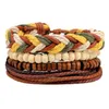 4pcs / Set tressé en cuir bracelets en cuir pour hommes Vintage punk mainfeuille bricolage bricolage perles de bois ethnique tribal bracard JLLJSS
