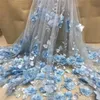 Bianco 3D Perline Tessuto di Pizzo 2020 di Alta Qualità Della Maglia Del Ricamo di Applique 3D Fiore di Tulle Nigeriano Tessuti di Pizzo Per La Sposa XC300a