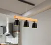 Estilo nórdico japonês moderno sala de jantar simples log candelabro criativo lustre de madeira maciça preto branco