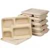 Partihandel 1300ml 1450ml Miljövänlig matbehållare Salladspackning Box Vete Massa Engångslunch Box Nedbrytbara Takeout Boxes