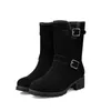 Aliona Shoo Winter Women Oryginalne skórzane zamszowe buty śnieżne wełna ciepłe czarne buty do kostek dla kobiet