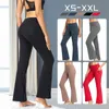 Femmes Bootcut Yoga Pantalon avec Poches Taille Haute Workout Tummy Control Robe Jambe Droite Lâche Course Casual H1221