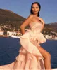 2021 Schede Korte Prom Jurken Strapless Ruche Overskirt Dubai Elegante Avondjurken Vestido de Novia Party Celebrity Jurk