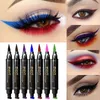 New Eye Makeup Tool evpct Double-end Eyeliner Pencil+stamp Triangle Seal Eyeliner 2 in 1 Waterproof Liquid Eyeliner 17g DHL Free