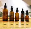 Amber Glass Liquid Reagent Pipette Bottles Eye Dropper Aromatherapy 5ml-100ml Essential Oils Perfumes bottle wholesale