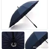 Prosto parasol Wiatroszczelny Solidny Kolor Pongoe Długi uchwyt Parasol Kobiety Mężczyźni Sunny Dealy Parasol Dostosowane Logo VT0803
