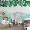 Aangepaste muurschildering behang 3d cartoon dierlijke olifant bloem fresco kinderen slaapkamer achtergrond muur decor papel de parede muurschilderingen