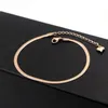 Fashion Simple Flat Snake Bone Chain Rose Gold Anklet Titanium Steel Women Feet Jewelry Anti-allergic329E