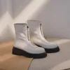 Morazora 2021 New Genuine Leather Boots Plataforma Zip Botas de Torno