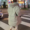 Kadın Kış Aşağı Ceketler Ceket Kapşonlu Sıcak Uzun Kirpi Giyim Moda Gevşek Boy Parkas Mont Kadın Yastıklı Palto Za 211216